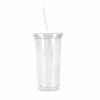 20 oz double wall glitter clear acrylic tumbler with removable insert straw and lid