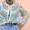 New Arrival Summer Women Jacket Coat Fashion Round Neck Short Sleeve Lady Outerwear Jacket Colorful Transparent Jacket