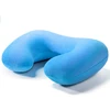 Hot selling 6 color Air Inflatable U-Shaped Portable High Quality Fabric Travel Neck Pillow Cushion (Sky Blue)