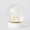 White Christmas Winter Reindeer Elk Snow Globe