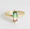 Customized Yellow Gold plated sterling silver Tourmaline jewelry ring