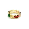 Gold filled bling jewelry rainbow engagement ring women colorful cubic zirconia dainty rings