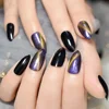 Mix Color Cat Eyes Gel Polish Nail Black Stiletto False Nails Shimmer Glitter Luxury Medium Press On Manicure Tips