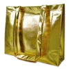 Recyclable handle tote bag metallic gold lamination non woven shopping bag