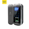 Remote control rfid card electric fingerprint password glass door lock with touch keypad for swing frameless door