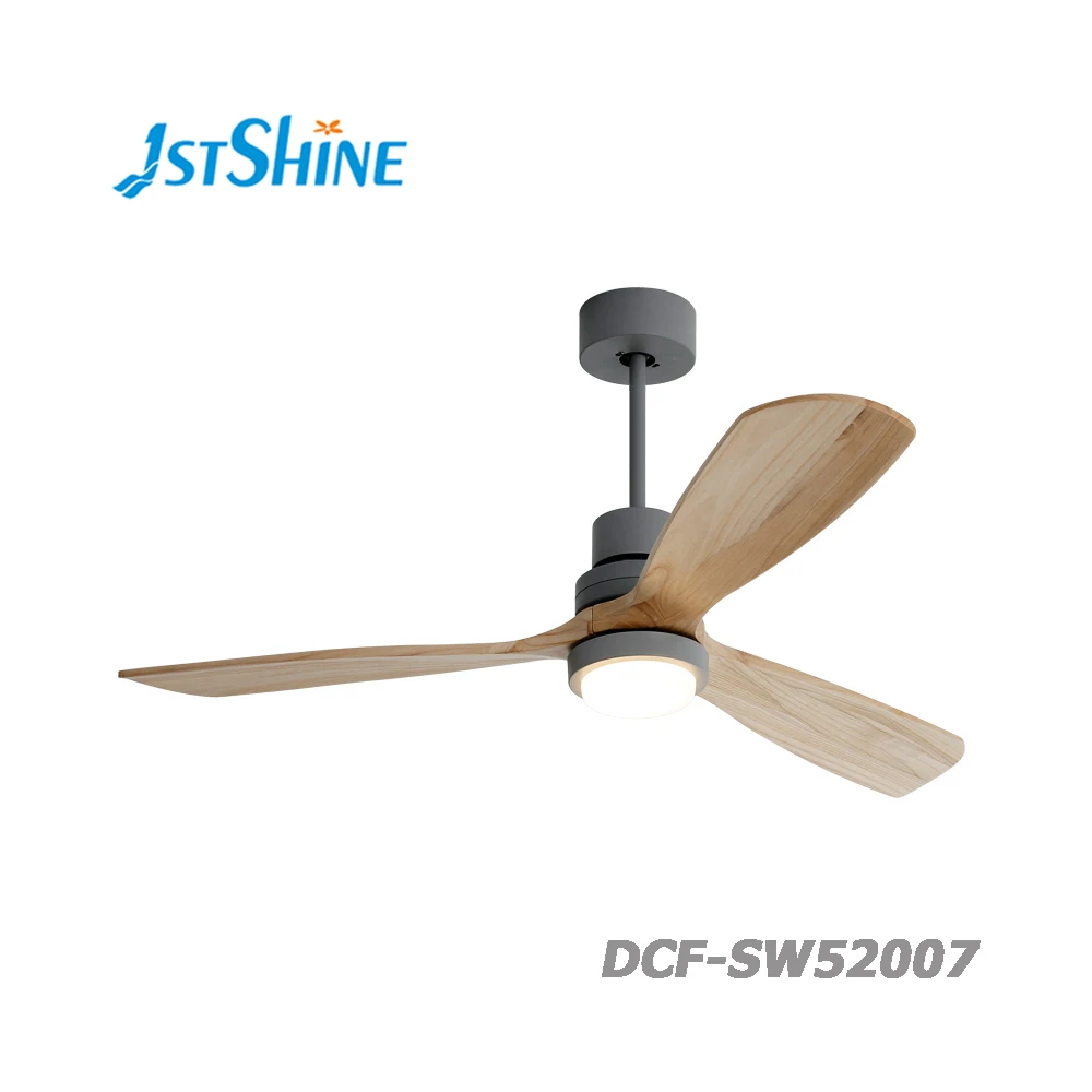 Wholesale home electric appliances AC energy saving solid wood blade ceiling fans with LED lights and remote