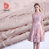 Yeemo free sample fashion design elegant style 3d feather embroidery chiffon fabric for bridal gown