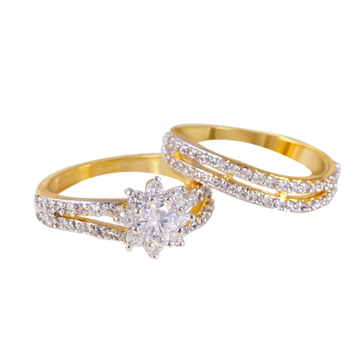 11387 xuping 2 pi&egrave;ces/ensemble multicolore or nouveau mod&egrave;le couple anneaux de mariage bijoux