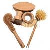 Amazon sells well Wooden bamboo sisal palm Tampico Fiber coconut kitchen cleaning Dish brush set