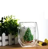 Customizable logo Christmas theme Double Borosilicate Drinking Glass Cup ,Drinking Glass without handle