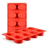 8 cavity Oval Soap Mold Chocolate Muffin Cups Cake Baking Pans Handmade Bath Bomb Basic Silicone Soap Making Molds