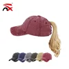 Women Ponytail Baseball Cap Vintage Washed Distressed Baseball-Cap for Girl
