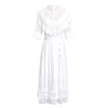 Young Women New Design High Quality Custom Brand Hollow Long White Short Sleeves A Line Style Solid Color Dress