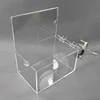Wholesale sign card holders box with lock and chain acrylic clear box for donation/suggestion/ballot
