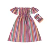 BQ-010-XXG 2019 Brand New Toddler Infant Baby Girls Kids Dress Princess Rainbow plus size off shoulder dress