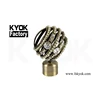 KYOK antique brass polish crystal curtain rod end caps window double/single curtain finial