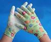 high quality flower printed shell pu coated nylon working gloves palm coated