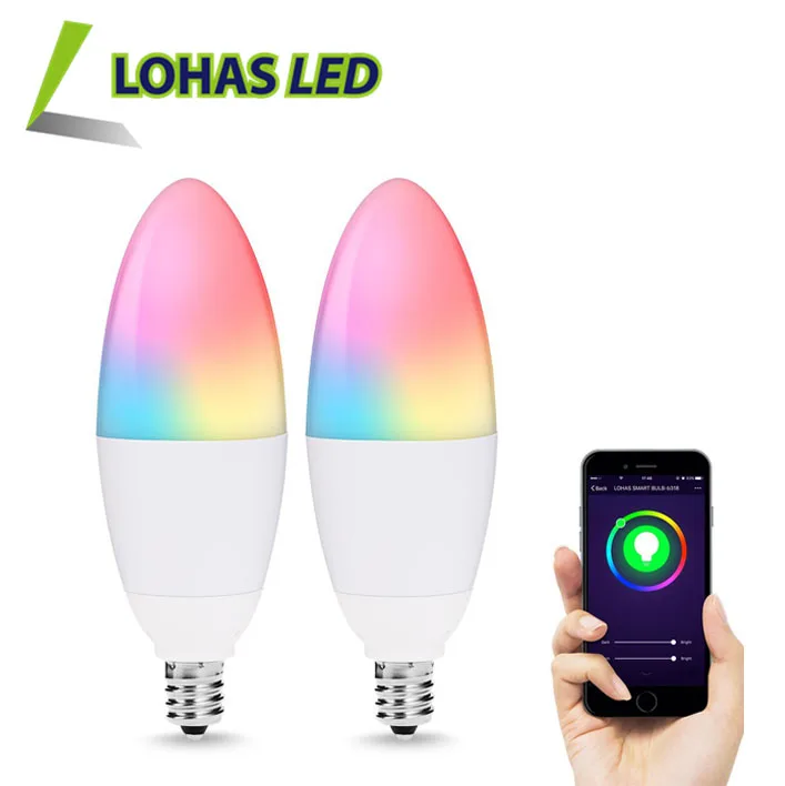 5W E12 E14 RGB+2700K RGB+6000K Tuya Smart  Alexa Voice Control  Candle Light Bulb