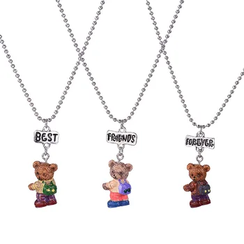 teddy bear necklace set