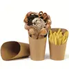 Eco-Friendly Compostable 12oz 16oz Disposable kraft paper french potato chips holder scoop paper cups french fries box