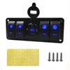 Universal Car Boat 5 gang Rocker Switch Panel 12V~24V Circuit Breaker Switch Panel with Aluminium dual QC3.0 with LED voltmeter