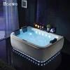 bluetooth 3 person whirlpool tubs, big waterfall hydrotherapy spa acrylic water massage bathtub with digital control & led light