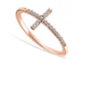 High Quality Cubic Zircon Christian Sideways Cross Ring gold/Silver/black Plated