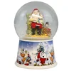 Christmas Santa Claus reading Wind Up musical snow globe with blowing snow