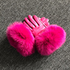 New Genuine Lamb Skin For Fox Fur Cuff Women Wool Lined Leather Gloves