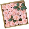 Artificial Flowers Blush Roses 25pcs Roses w/Stem for DIY Wedding Bouquets Centerpieces Arrangements
