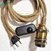wholesale pendant lamp cord set jute hemp rope fabric cable plug in switch lamp holder with wire