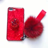 Epoxy gold foil case shiny Diamond mobile stand and Hairball marble Soft TPU phone case For iPhone 6 7 X XR Xs Max
