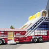 Newest inflatable fire truck slide for sale