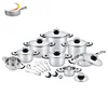 24Pcs german style Kitchen cookware Stainless Steel Wide Edge Cookware Set Cooking Pot With 7-Stepped Bottom