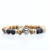 wholesale natural stone bracelets Men jewelry silver lion head picture stone men bracelets