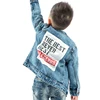 High quality light blue long sleeve print kids blue jean jacket