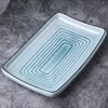 Line series high quality cheap japanese style rectangle 12 " ceramic glazed light blue dinner plates