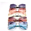 New Big Frame Women Sunglasses Fashion high Quality Gradient Women Rimless Sun glasses Female Brand 2019 Mirror UV400