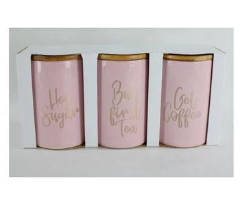 pink tea coffee sugar canister set