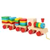 Colorful preschool wooden kids train toys educational stacking train children wooden toy