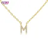 foxi jewelry low moq small cz letter M pendant chain initial necklace