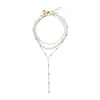 free shipping 18k real gold plated baroque irregular pearl multilayer lock necklace multi three layered necklace female women