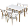 Set of 4 dining set white&oak kitchen livingroom set 1 table with 4 chair