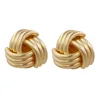 High Quality Bohemian Vintage Geometric Metal Earrings Big Gold Twist Knotted Stud Earrings For Women