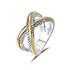 Vintage Designer Fashion Brand Women Valentine Gift Two Tone Plating Twisted Cable Wire Rings