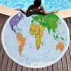 Factory Print Microfiber Fabric Towel New World Map Pattern Round Beach Towel