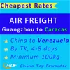 Cheap Air Freight Shipping Rates China to Caracas Venezuela / Logistics Forwarder From Guangzhou TK Cargo Services CCS