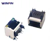 WINPIN modular jack shielded side entry RJ45 8pin connector with led light right angle through hole