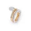 Unique Three Colors Crystal Rose Gold Silver Rings Set With Pin