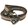 Custom grommet holes cotton woven stripes womens brown canvas belt